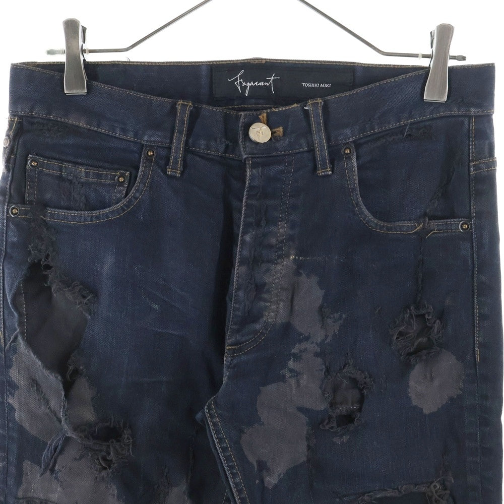 FAGASSENT(ファガッセン) クラッシュ ダメージ加工 スキニーデニム パンツ ブラック