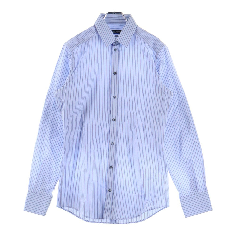 DOLCE & GABBANA(ドルチェアンドガッバーナ) GOLDライン ストライプ柄 長袖ドレスシャツ ブルー G5BN6T FR5SJ