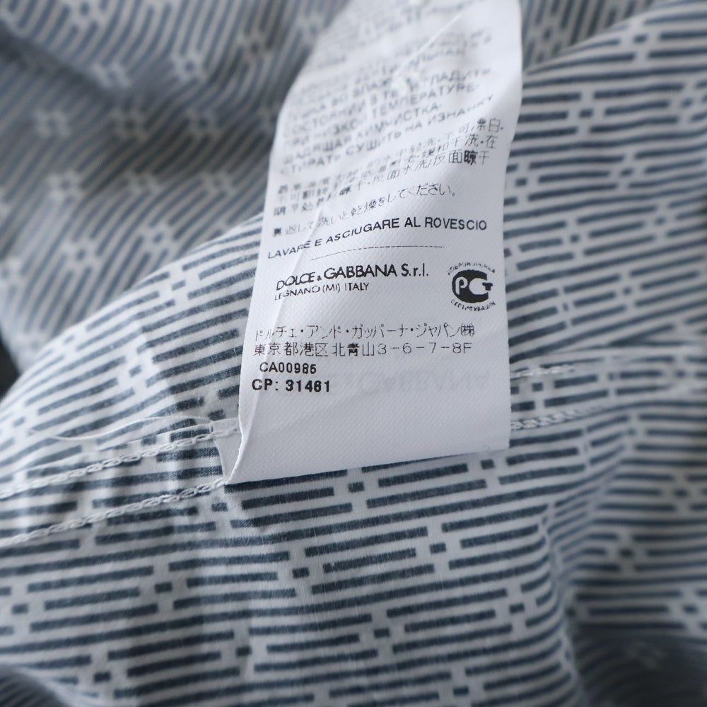 DOLCE & GABBANA(ドルチェアンドガッバーナ) GOLDライン 総柄 長袖ボタンダウンシャツ ホワイト/ブラック G5EB3T FS52F