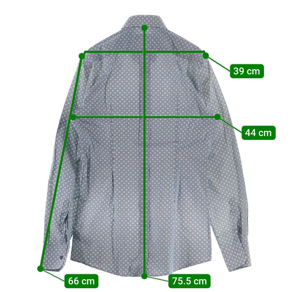 DOLCE & GABBANA(ドルチェアンドガッバーナ) GOLDライン 総柄 長袖ボタンダウンシャツ ホワイト/ブラック G5EB3T FS52F