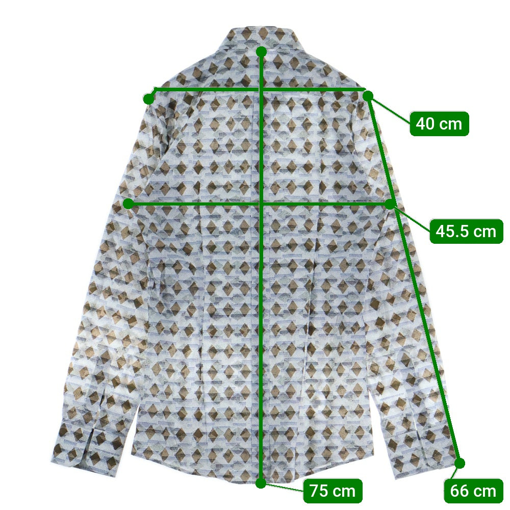 DOLCE & GABBANA(ドルチェアンドガッバーナ) GOLDライン 総柄 長袖ドレスシャツ ブルー/ホワイト/ブラウン G5DY4T FS5QV