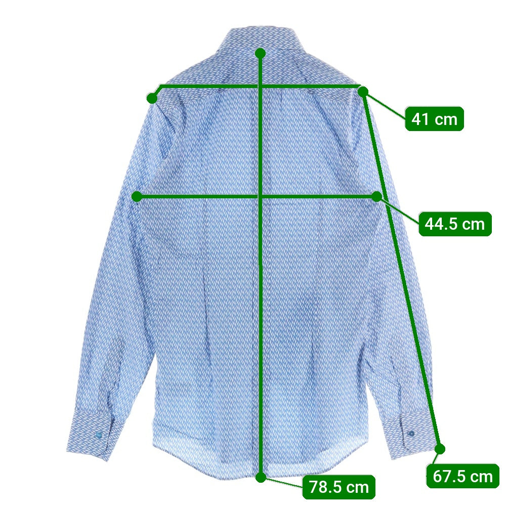 DOLCE & GABBANA(ドルチェアンドガッバーナ) GOLDライン 総柄 長袖ドレスシャツ ブルー/ホワイト G5CX5T FS50D