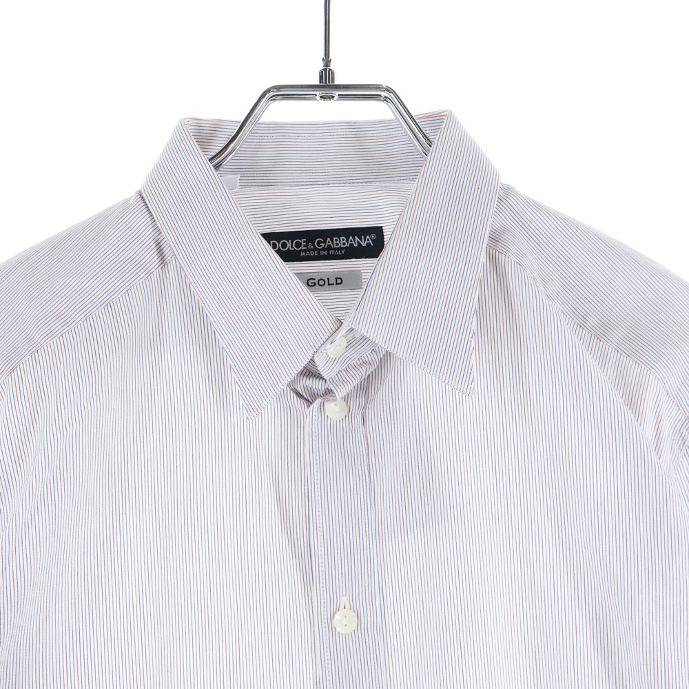 DOLCE & GABBANA(ドルチェアンドガッバーナ) GOLDライン 総柄 長袖ドレスシャツ ホワイト/ブルー/レッド G5BN5T FR5RZ