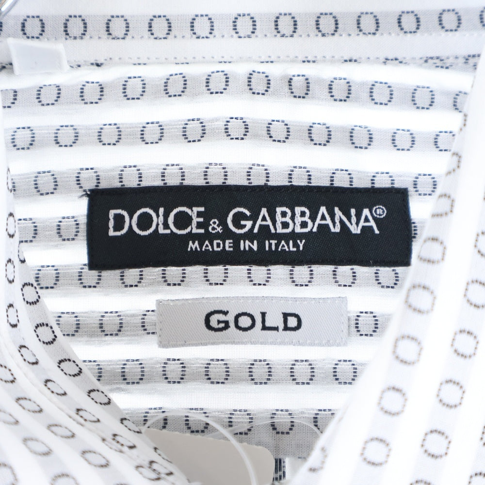 DOLCE & GABBANA(ドルチェアンドガッバーナ) GOLDライン 総柄 長袖ドレスシャツ グレー/ホワイト G5CJ5T FJ5D9