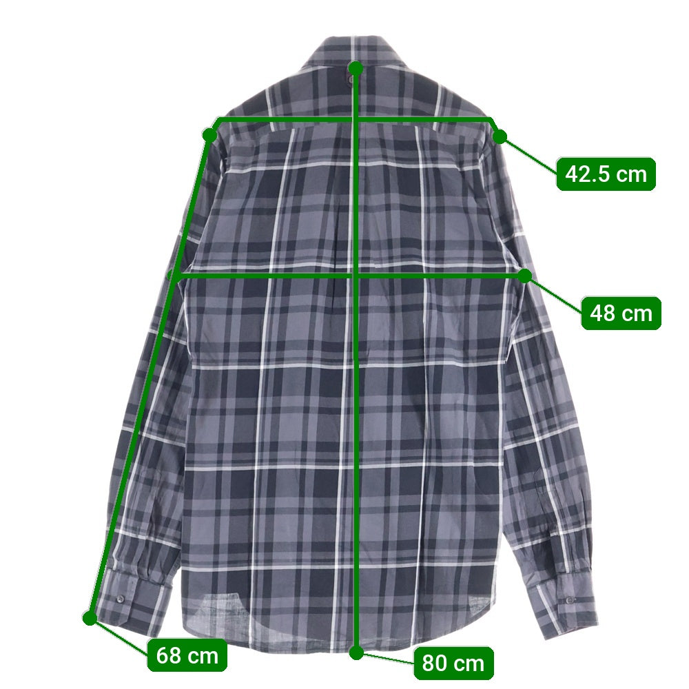 DOLCE & GABBANA(ドルチェアンドガッバーナ) MARTINI 襟ハート刺繍 チェック柄 長袖ドレスシャツ ブラック/グレー G5FK0Z FQ5L2