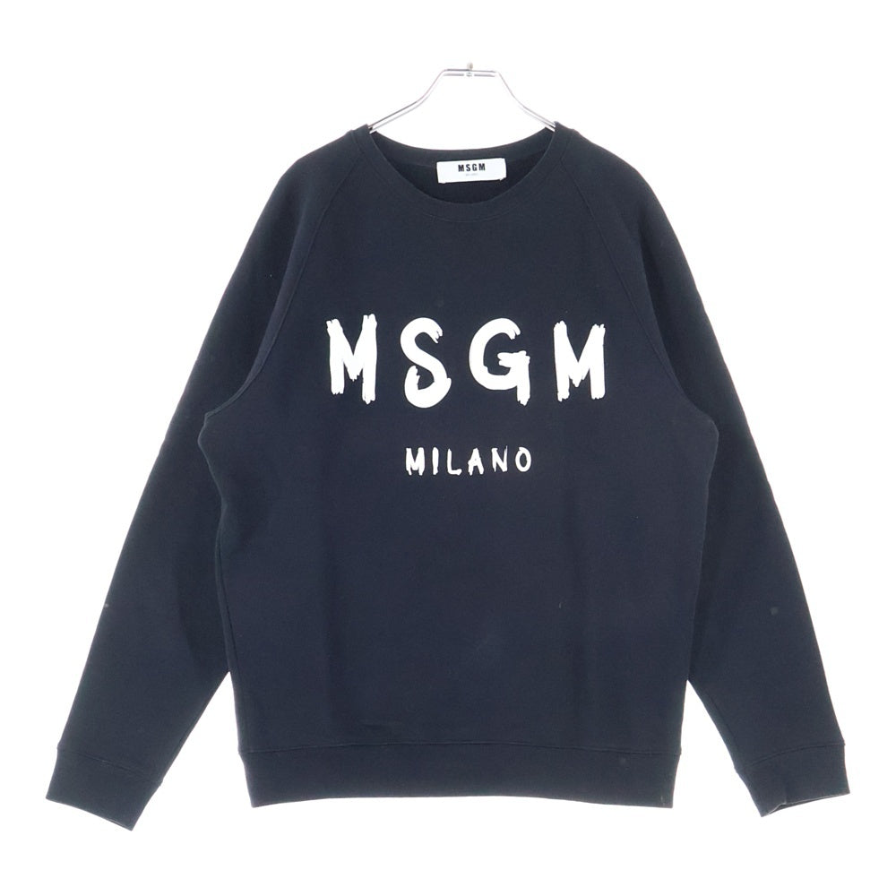 MSGM(エムエスジーエム) LOGO SWEAT フロントロゴプリント 長袖クルーネックスウェットトレーナー ブラック 2740MM104