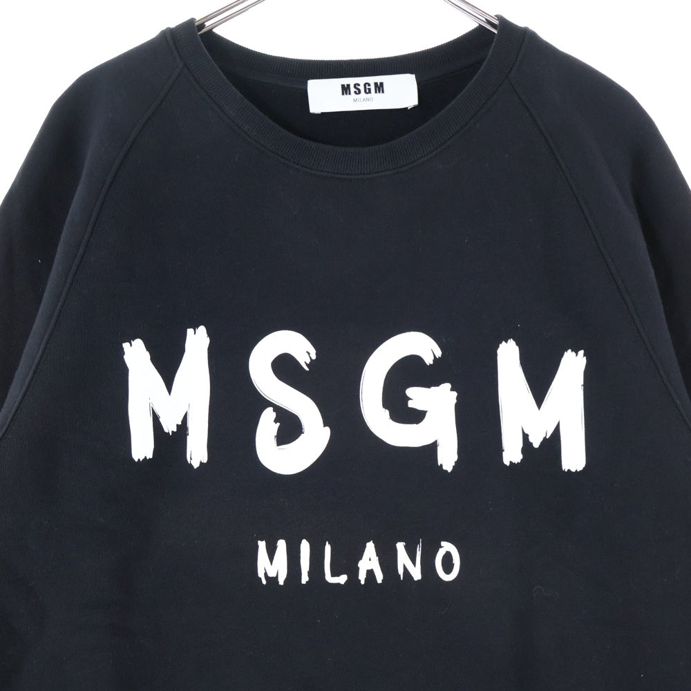 MSGM(エムエスジーエム) LOGO SWEAT フロントロゴプリント 長袖クルーネックスウェットトレーナー ブラック 2740MM104