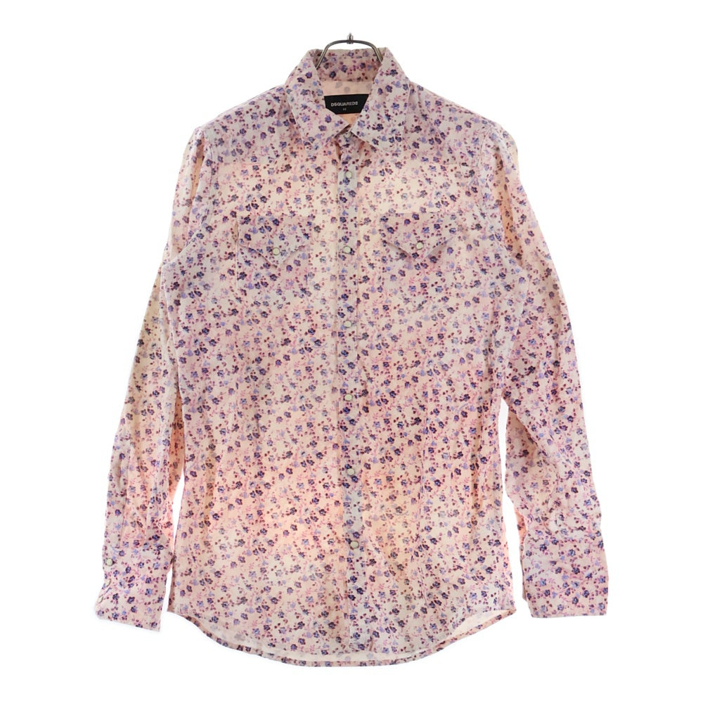 DSQUARED2(ディースクエアード) 花柄 コーデュロイ 長袖ウェスタンシャツ ピンク S71DM0109 S48208