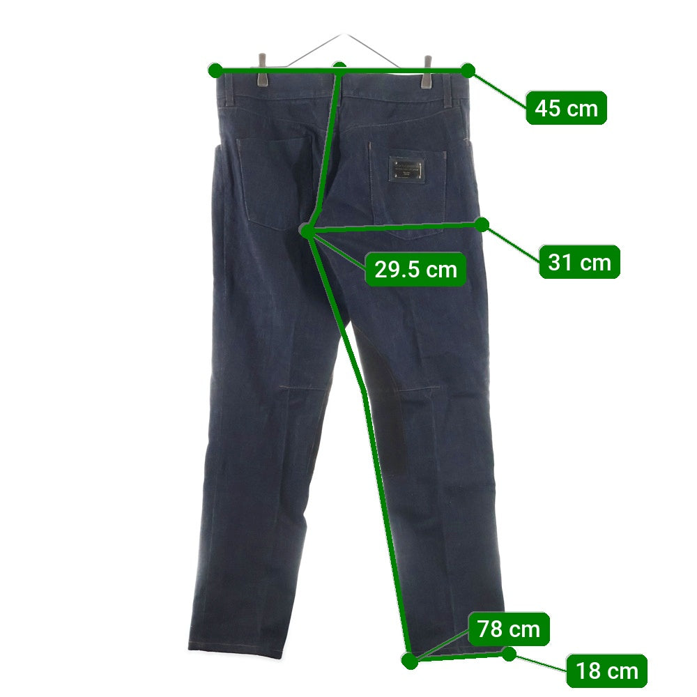 DOLCE & GABBANA(ドルチェアンドガッバーナ) バックロゴパッチ マルチポケット ジップアップ パッチデザイン デニムパンツ ブラック G3XFTD/G8A77