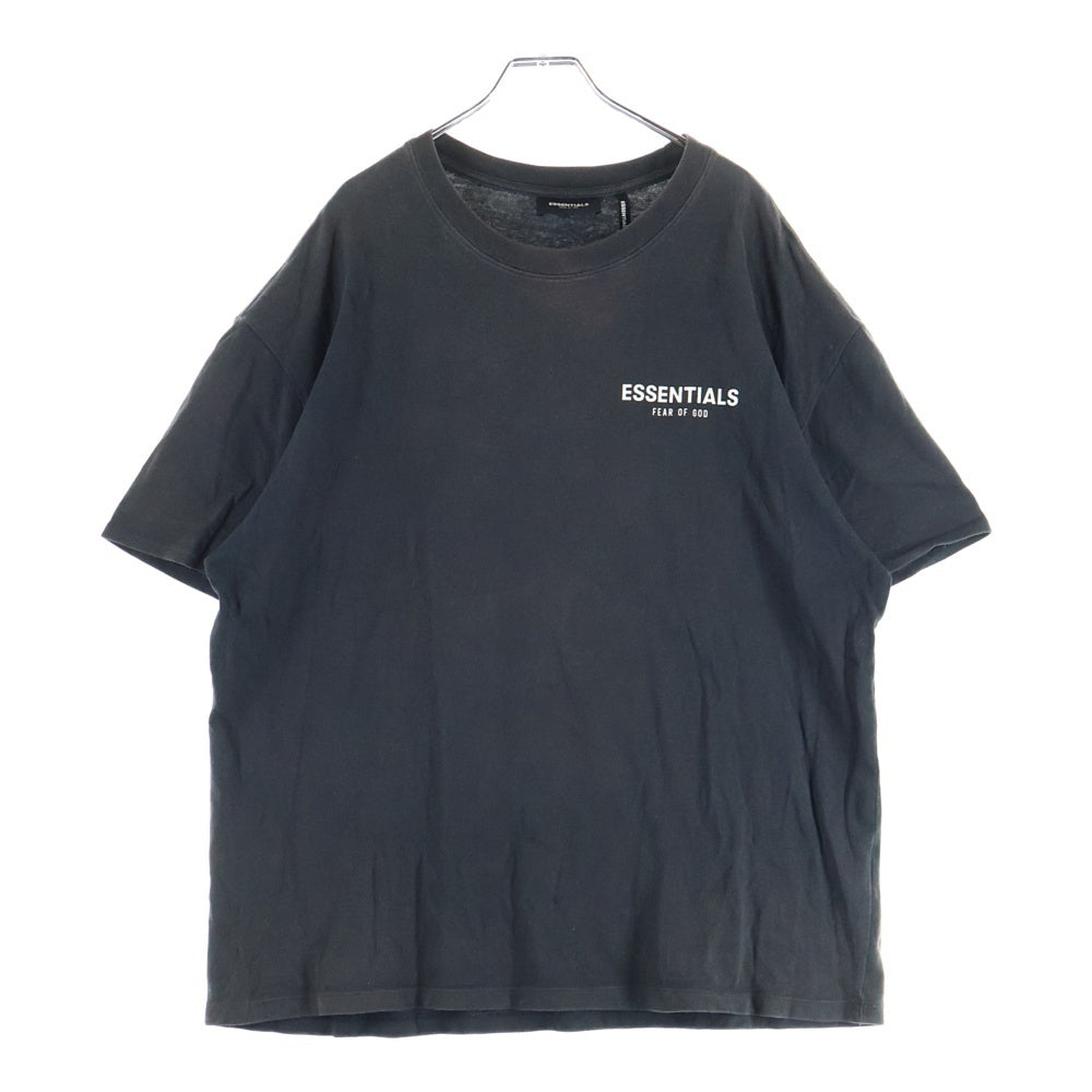 ESSENTIALS FEAR OF GOD(エッセンシャル フィアオブゴッド) バックフローラルフォトプリント 胸ロゴデザイン クルーネック カットソー 半袖Tシャツ ブラック