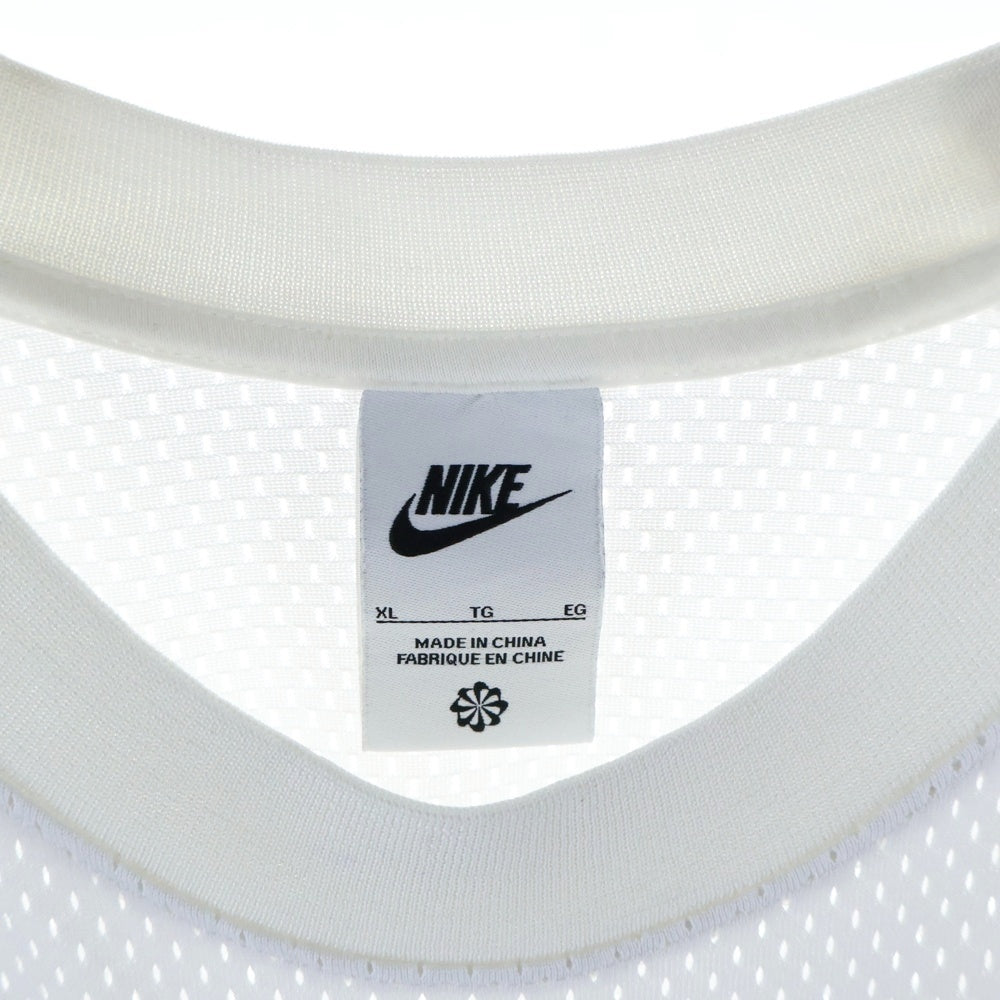 NIKE(ナイキ) AIR OVRSZD エアー オーバーサイズ フロントロゴデザイン クルーネック メッシュ半袖Tシャツ ホワイト DX0157-100