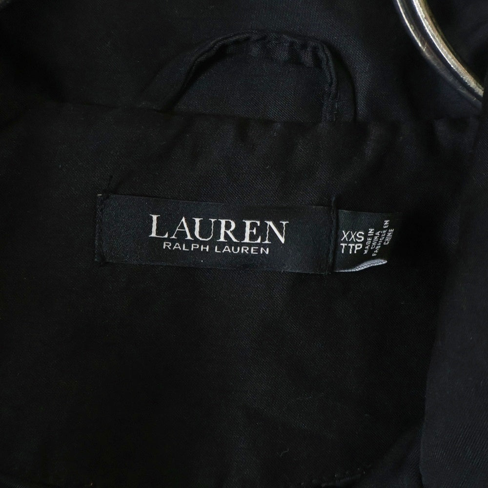LAUREN RALPH LAUREN(ローレンラルフローレン) ロゴデザイン金具 ダブルフラップポケット ドローストリング フーデッド ジップアップ ジャケット レディース ブラック