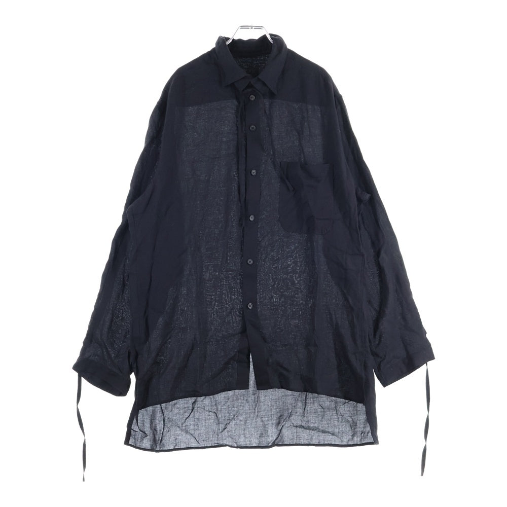 s'yte(サイト) セルロース ドローストリング長袖シャツ ブラック UU-B01-214