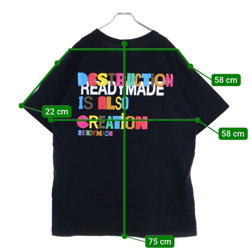 READY MADE(レディメイド) 21SS COLLAPSED FACE T-SHIRT フェイスプリント クルーネック 半袖Tシャツ カットソー ブラック RE-CO-BK-00-00-143