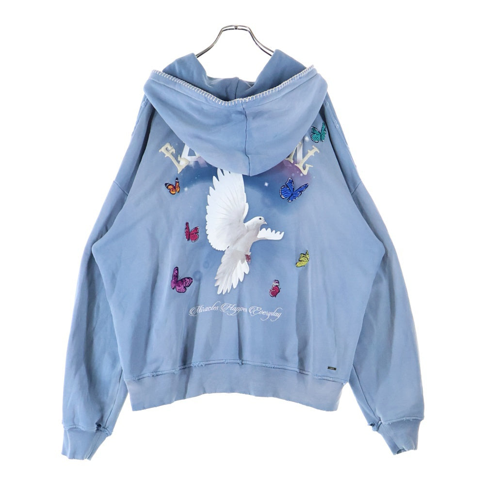 AMIRI(アミリ) BEYOND OUR WILDEST DREAMS DOVE HOODIE ビヨンドアワーワイルデストドリームズ 両面プリント スウェット プルオーバーパーカー ブルー
