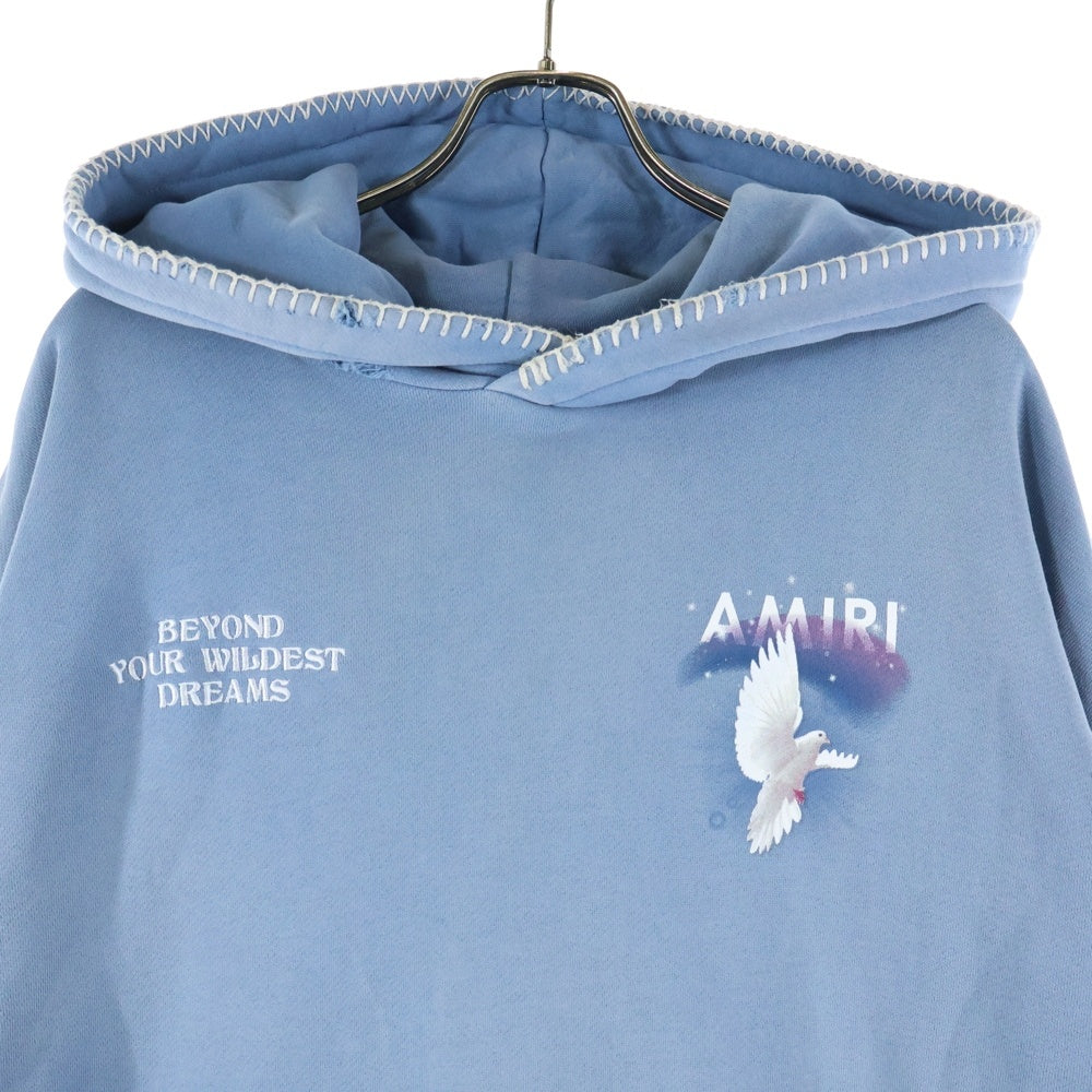 AMIRI(アミリ) BEYOND OUR WILDEST DREAMS DOVE HOODIE ビヨンドアワーワイルデストドリームズ 両面プリント スウェット プルオーバーパーカー ブルー