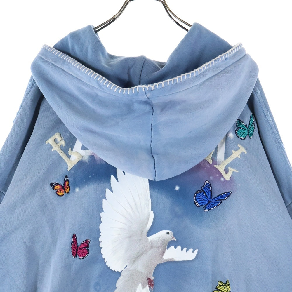 AMIRI(アミリ) BEYOND OUR WILDEST DREAMS DOVE HOODIE ビヨンドアワーワイルデストドリームズ 両面プリント スウェット プルオーバーパーカー ブルー