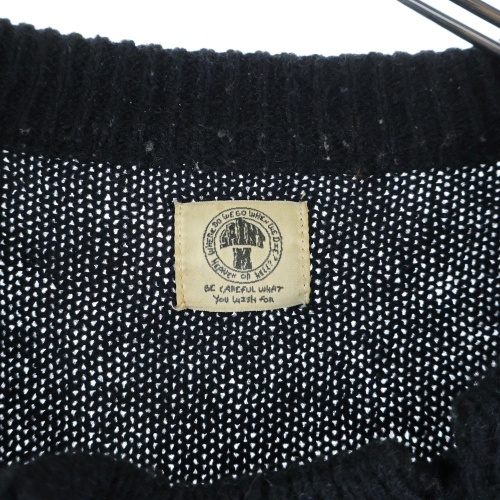 SAINT MICHAEL(セントマイケル) 21AW WOOL SWTER SIN ダメージ加工 ウールニットセーター ニットウェア ブラック SM-A21-0000-039