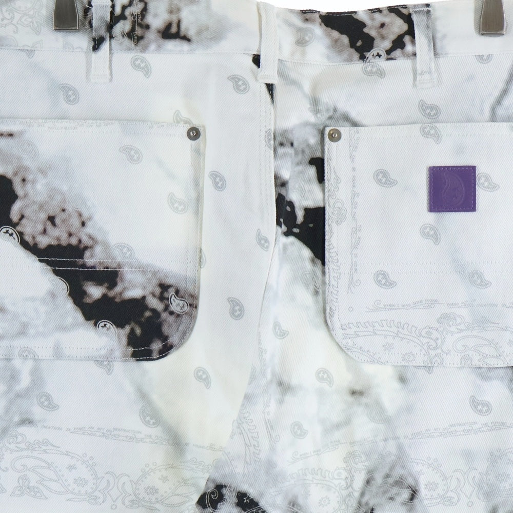 THE WORLD IS YOURS(ザ ワールド イズ ユアーズ) PAISLEY PANTS ペイズリー総柄 ダブルニーワークパンツ カーペンターパンツ ホワイト/ブラック/グレー 3AW21-CL-WPPA-MA