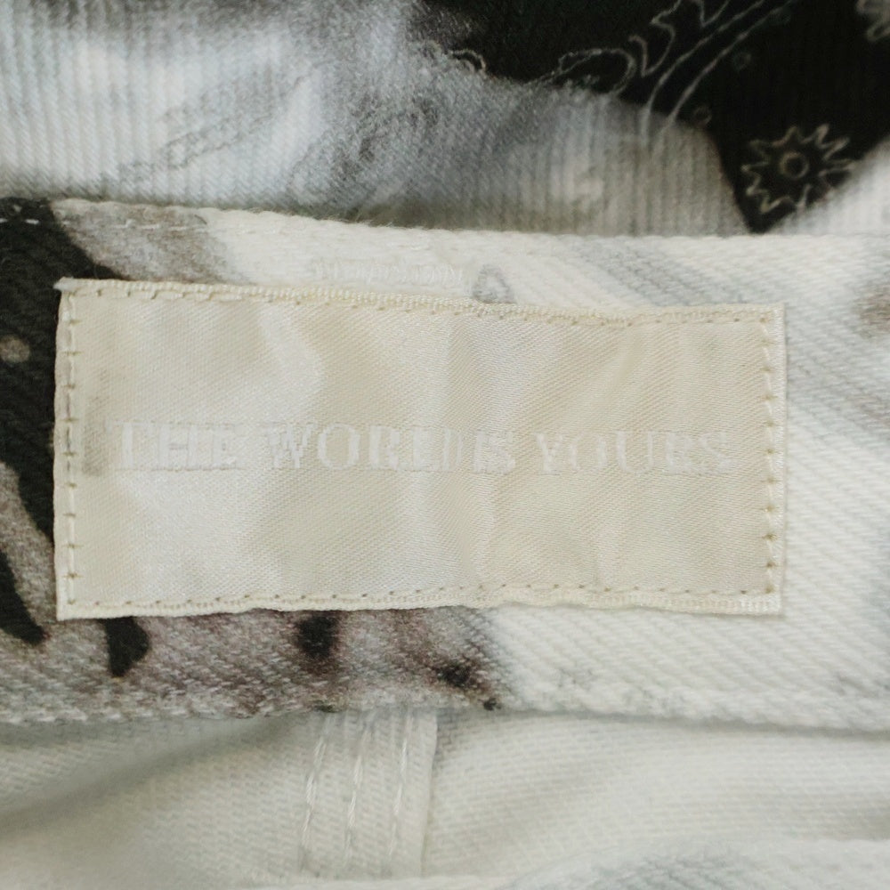THE WORLD IS YOURS(ザ ワールド イズ ユアーズ) PAISLEY PANTS ペイズリー総柄 ダブルニーワークパンツ カーペンターパンツ ホワイト/ブラック/グレー 3AW21-CL-WPPA-MA