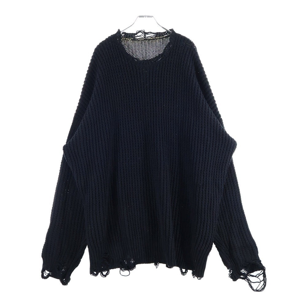 cvtvlist(カタリスト) ダメージ加工 バックモチーフ コットンニット セーター ブラック 2201010202