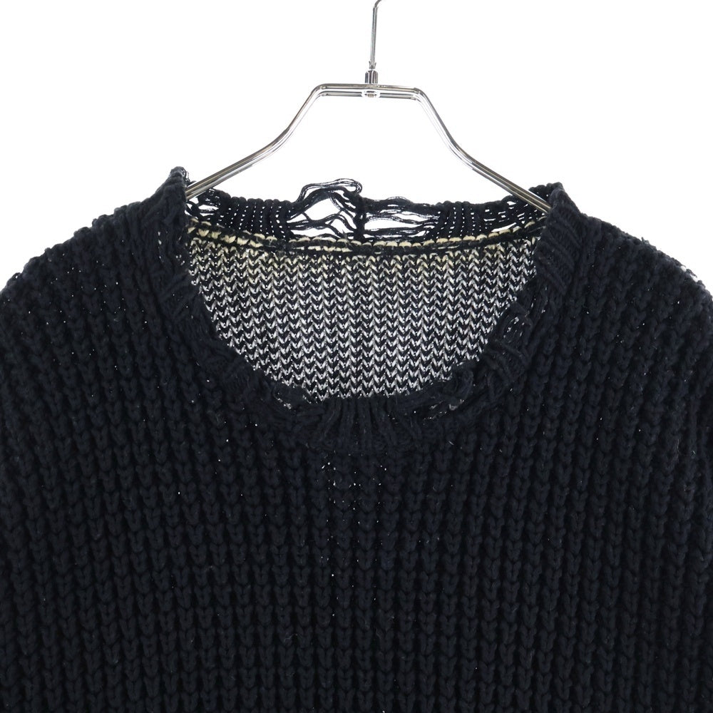 cvtvlist(カタリスト) ダメージ加工 バックモチーフ コットンニット セーター ブラック 2201010202