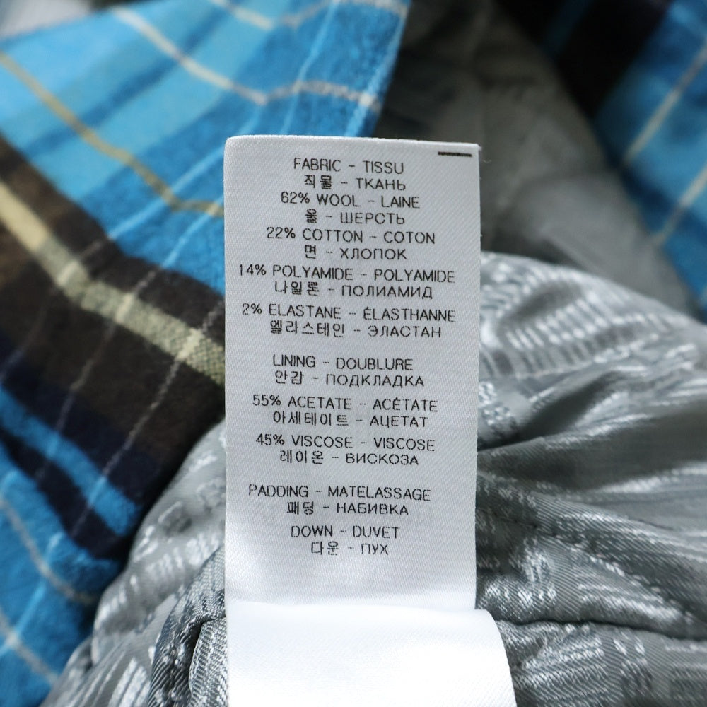 VTMNTS(ブイティーエムエヌティーエス) 22SS CHECK SHIRTS DOWN JACKET 両面プリント チェック柄 シャツダウンジャケット ブルー VL12SH200N