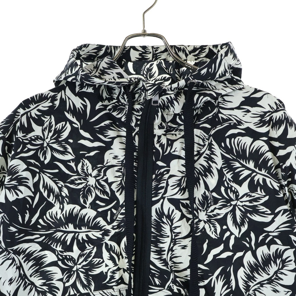 MONCLER(モンクレール) 22SS EBIZO ボタニカル総柄 コットン フーデッド ジップアップジャケット ホワイト/ブラック H10911A00138 5961V
