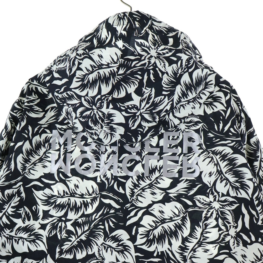 MONCLER(モンクレール) 22SS EBIZO ボタニカル総柄 コットン フーデッド ジップアップジャケット ホワイト/ブラック H10911A00138 5961V