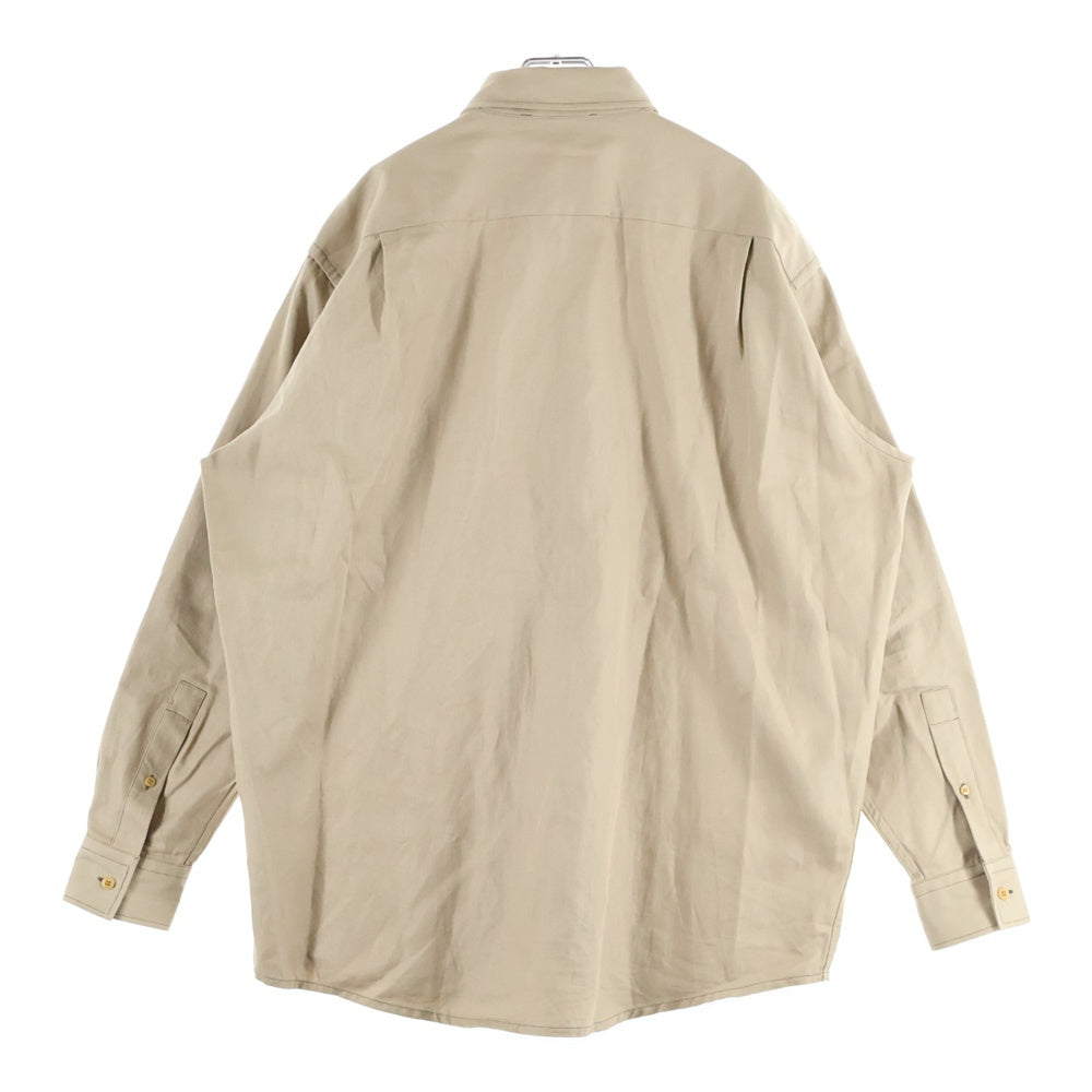 Acne Studios(アクネ ストゥディオズ) ロゴ刺繍 コットンリネン 長袖シャツ ブラウン FN-MN-SHIR000496