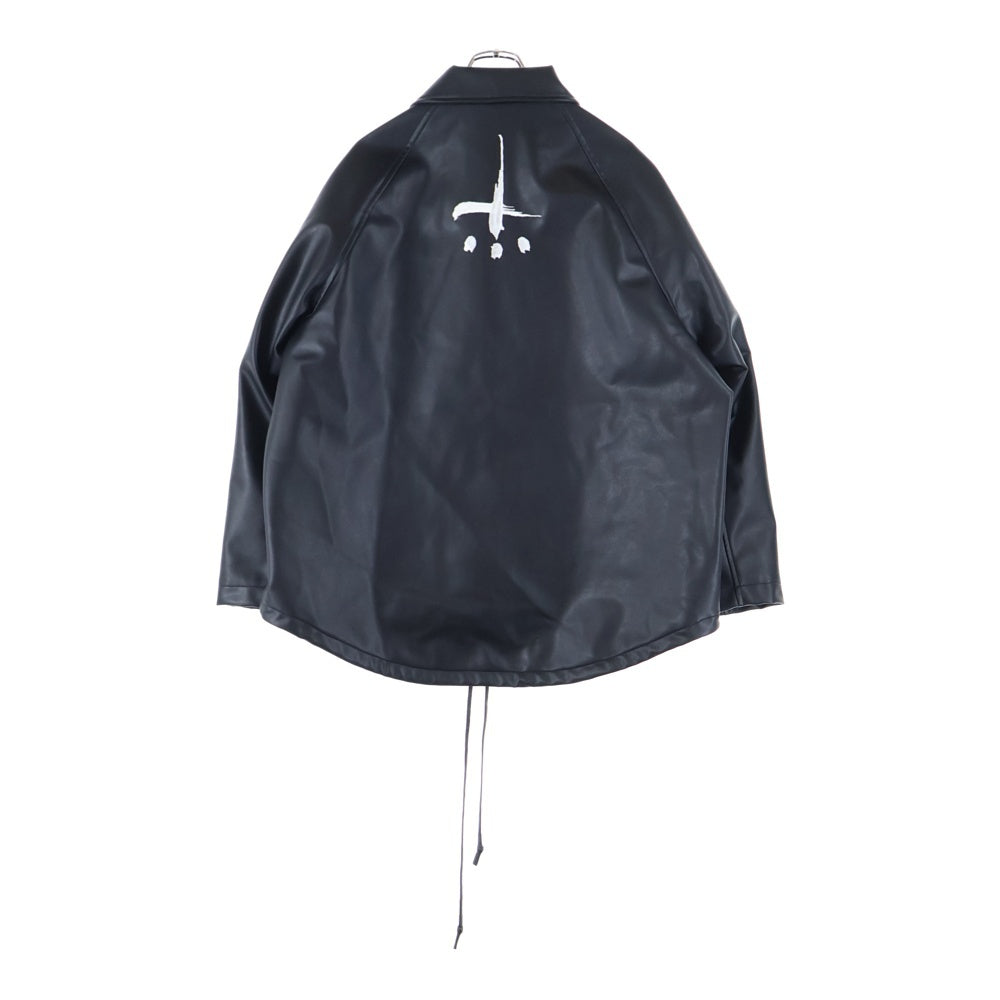 cvtvlist(カタリスト) バックモチーフ刺繍 フェイクレザー オーバーサイズ コーチジャケット ブラック 2101110103