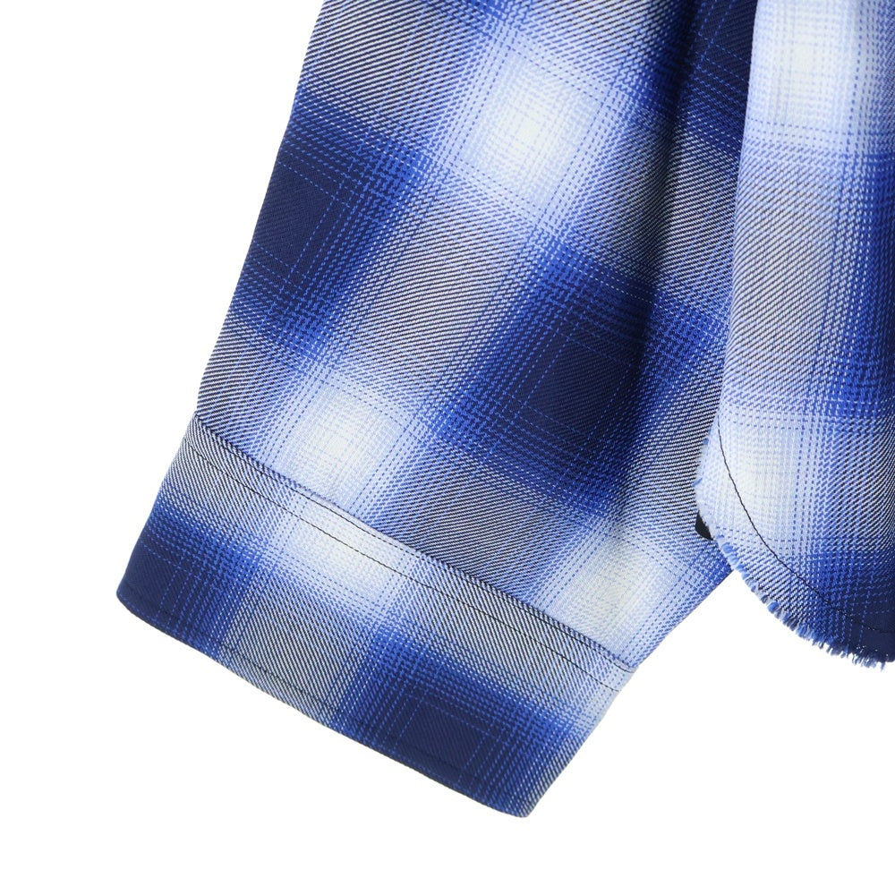 cvtvlist(カタリスト) 21AW ボタンレス カットオフ オンブレチェック 長袖シャツ ブルー/ブラック 21FW0202