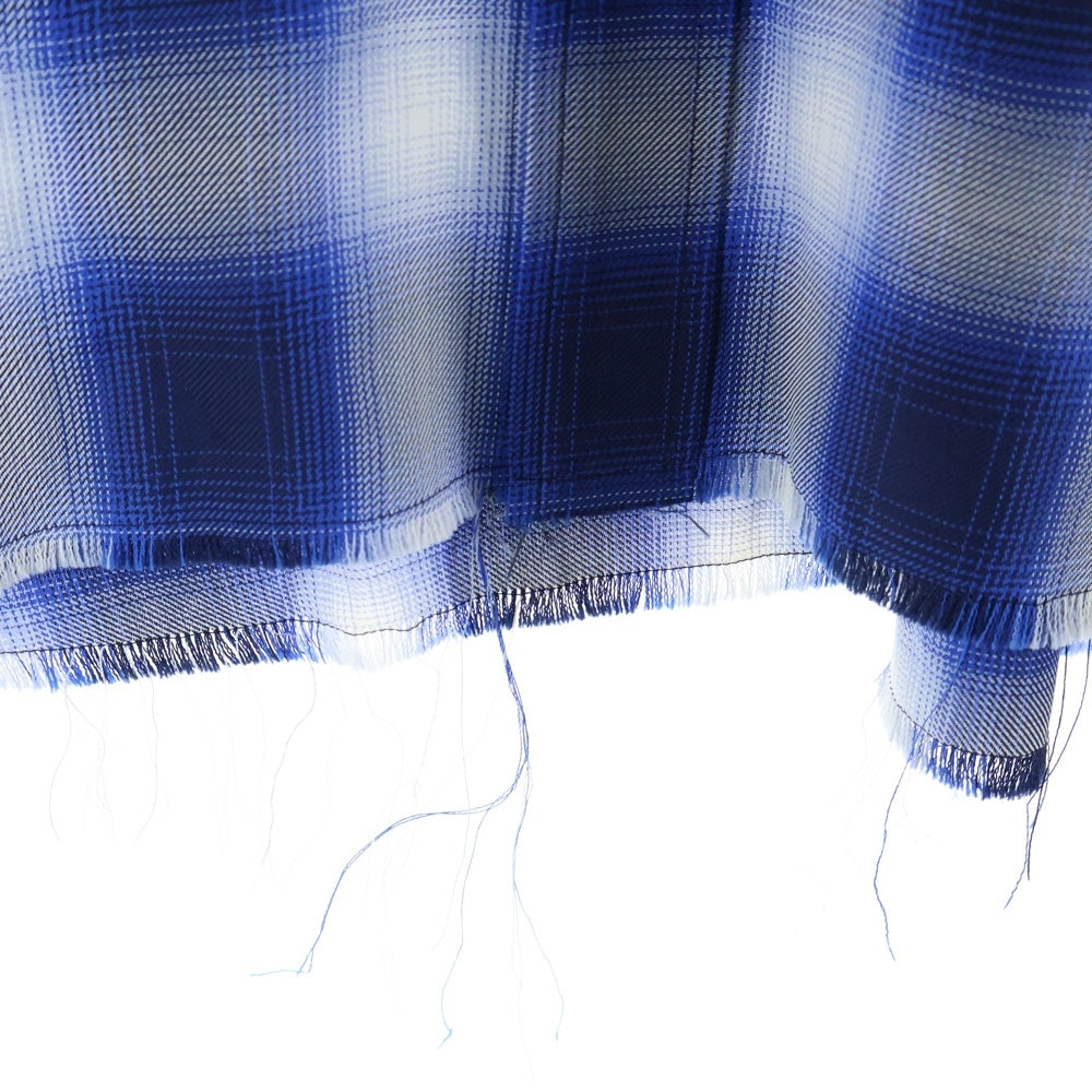 cvtvlist(カタリスト) 21AW ボタンレス カットオフ オンブレチェック 長袖シャツ ブルー/ブラック 21FW0202