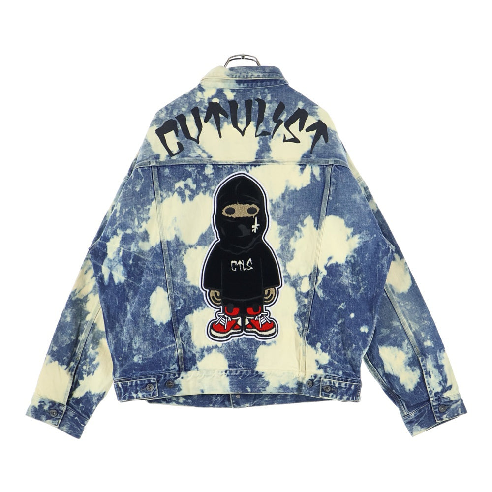 cvtvlist(カタリスト) DENIM JACKET バックキャラクターパッチ オーバーサイズ ブリーチド デニムジャケット インディゴ/ホワイト 2201030103