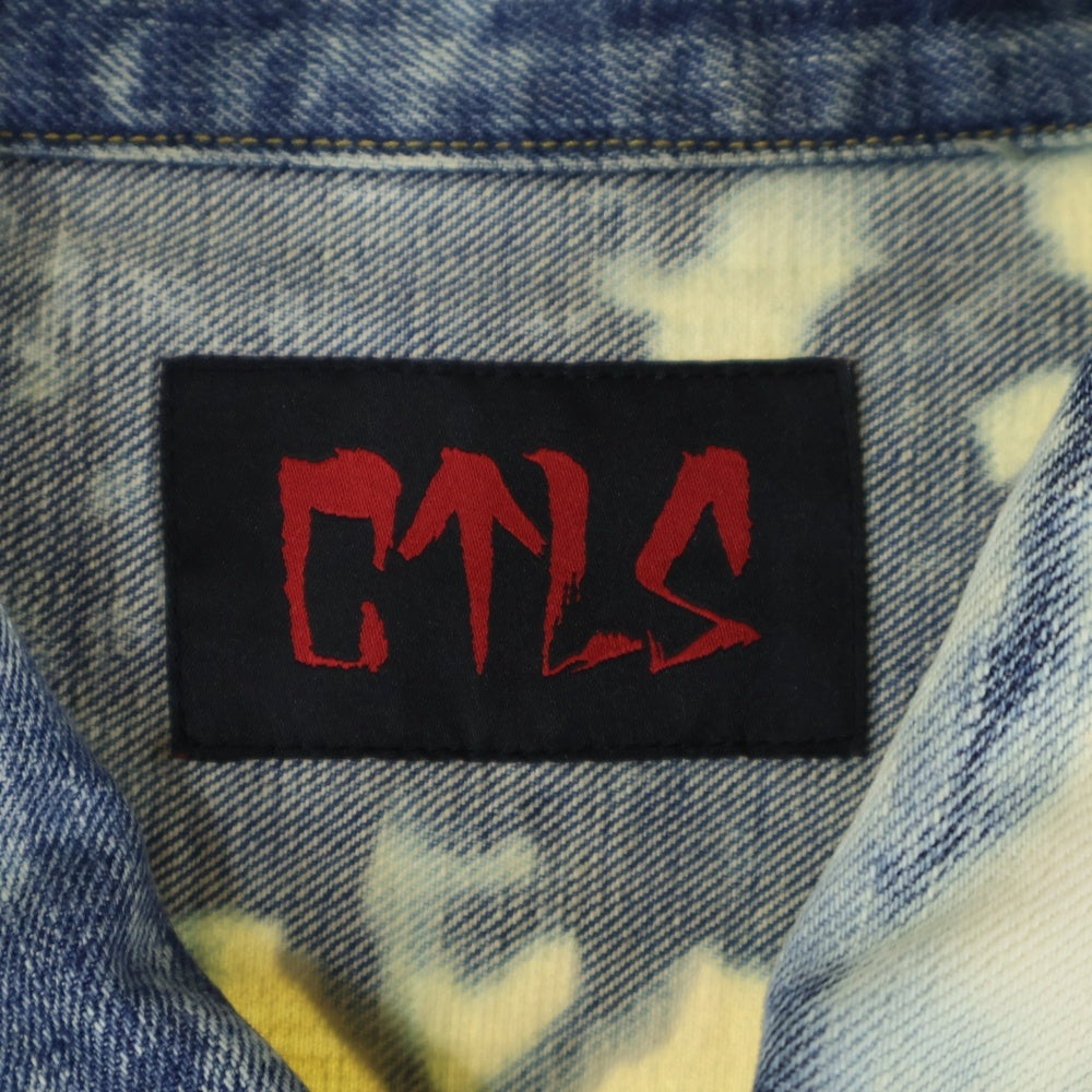 cvtvlist(カタリスト) DENIM JACKET バックキャラクターパッチ オーバーサイズ ブリーチド デニムジャケット インディゴ/ホワイト 2201030103