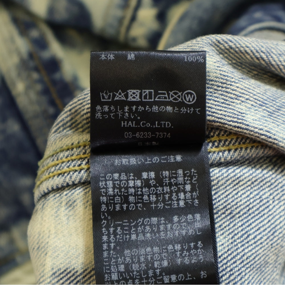 cvtvlist(カタリスト) DENIM JACKET バックキャラクターパッチ オーバーサイズ ブリーチド デニムジャケット インディゴ/ホワイト 2201030103