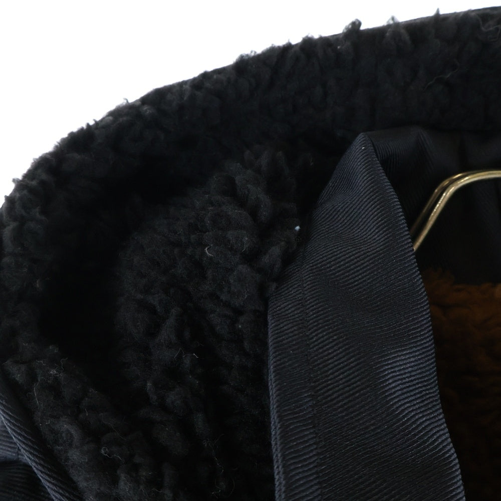 DIESEL(ディーゼル) 裏ボア ラバーパッチ フーデッド 中綿ロングコート ブラック