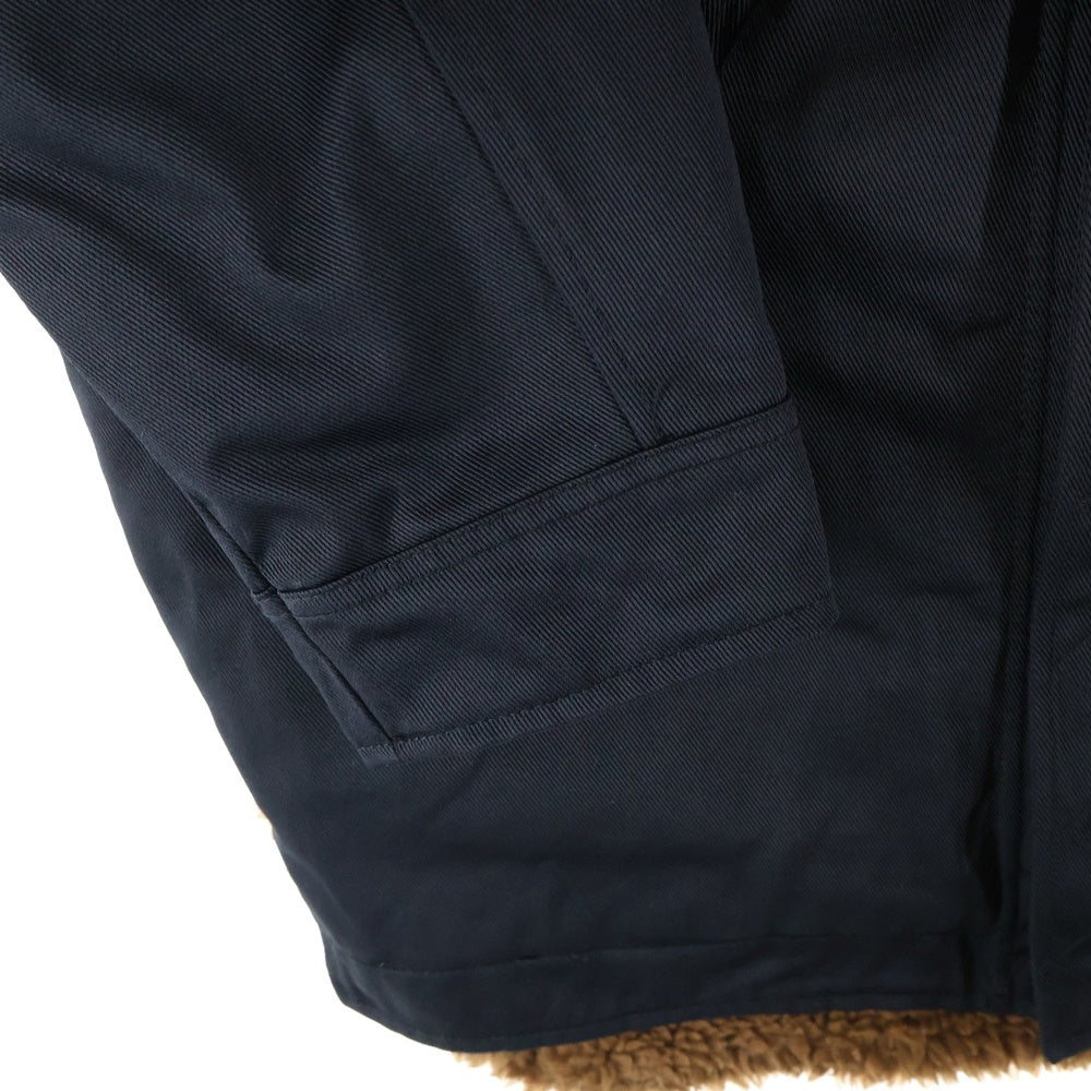 DIESEL(ディーゼル) 裏ボア ラバーパッチ フーデッド 中綿ロングコート ブラック