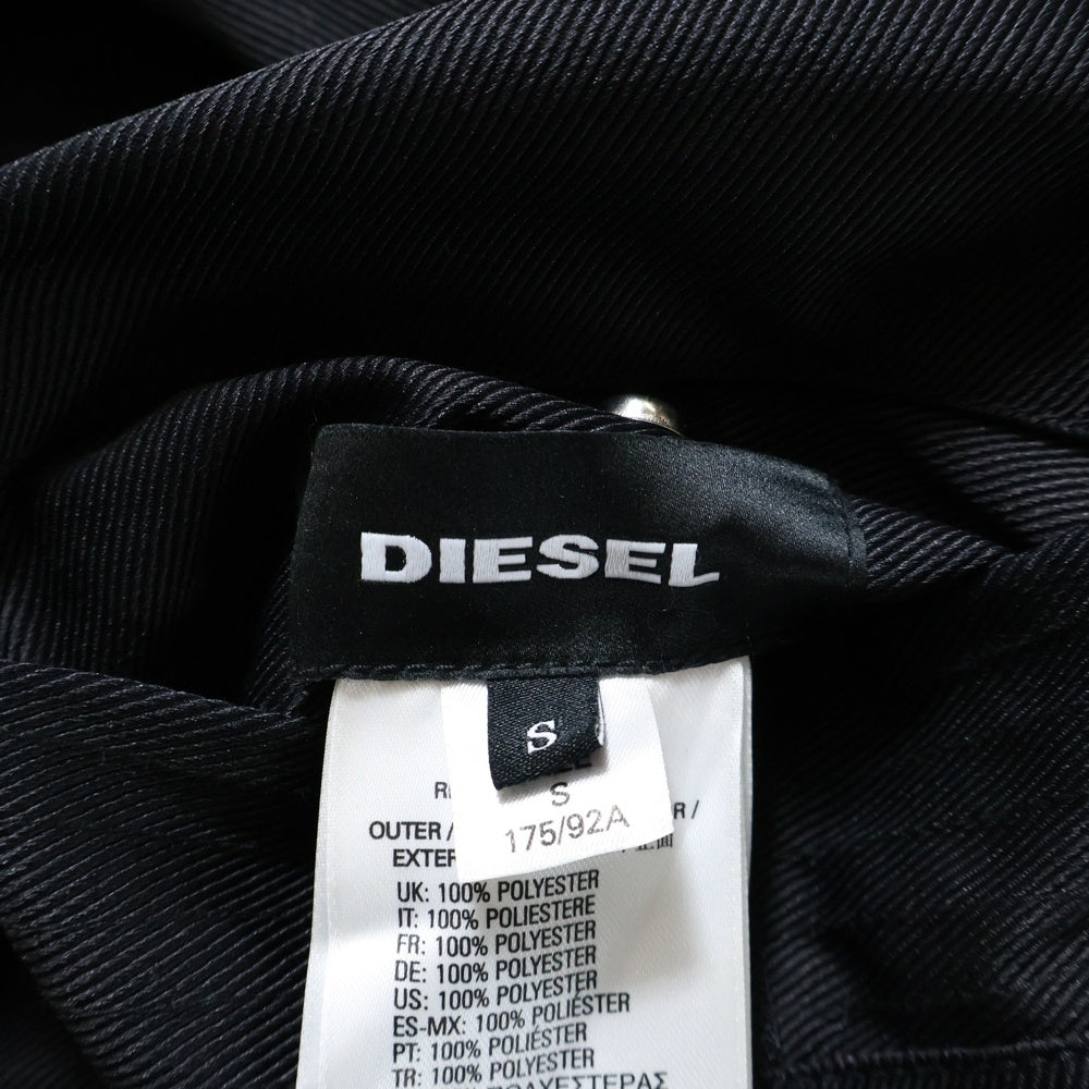 DIESEL(ディーゼル) 裏ボア ラバーパッチ フーデッド 中綿ロングコート ブラック