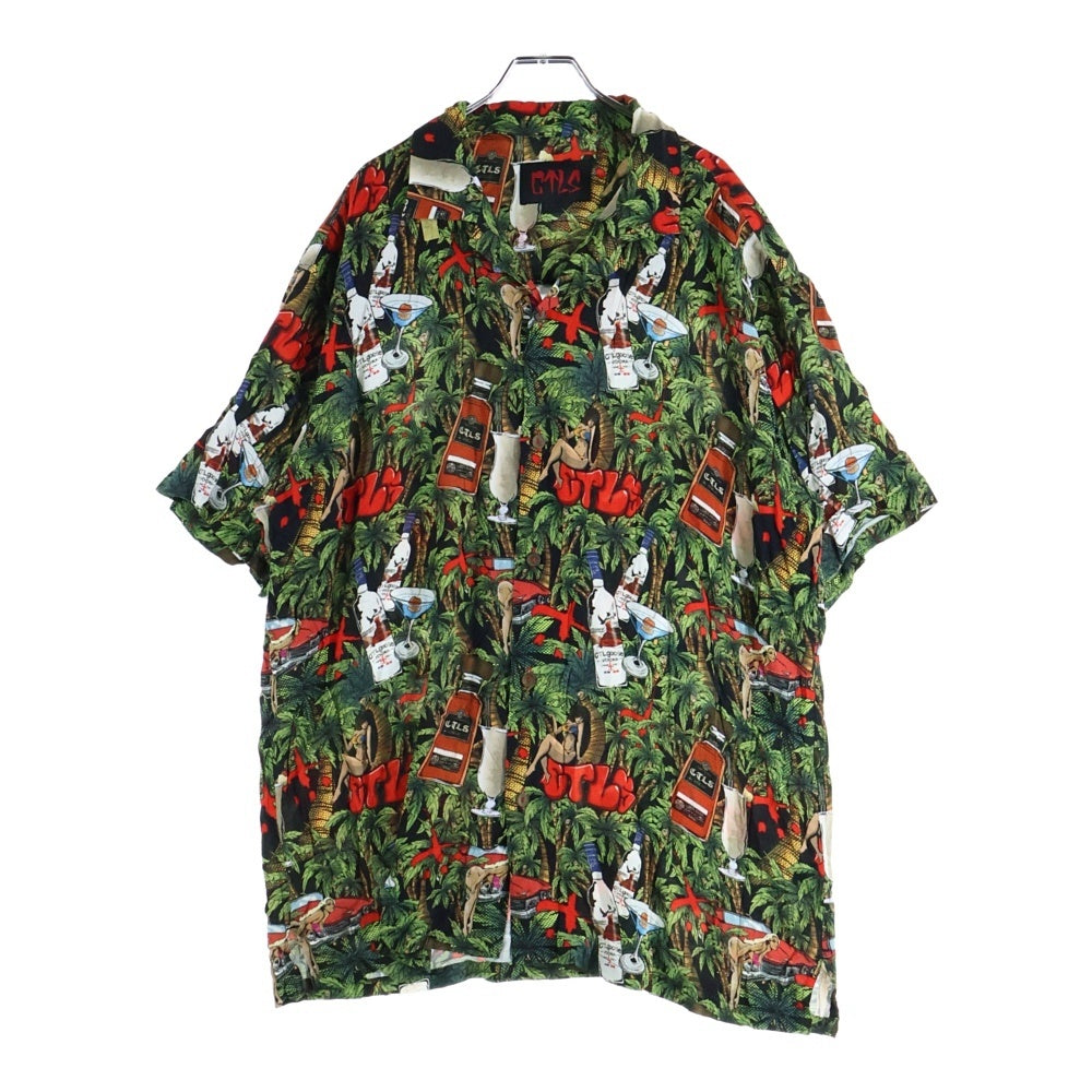 cvtvlist(カタリスト) 22SS DRUNK ALOHA SHIRTS 総柄プリント レーヨン ドランク 半袖アロハシャツ グリーン/レッド 2201060201