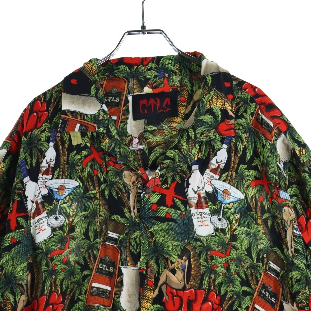 cvtvlist(カタリスト) 22SS DRUNK ALOHA SHIRTS 総柄プリント レーヨン ドランク 半袖アロハシャツ グリーン/レッド 2201060201