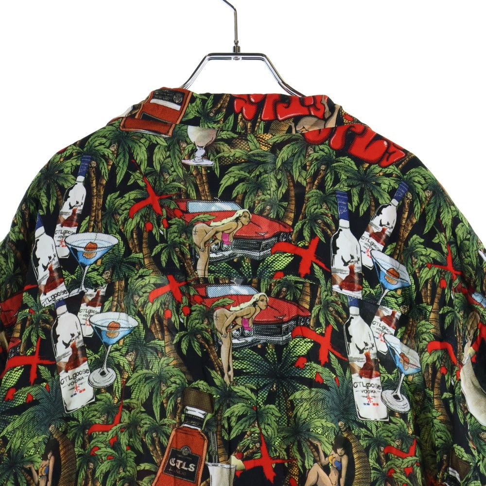 cvtvlist(カタリスト) 22SS DRUNK ALOHA SHIRTS 総柄プリント レーヨン ドランク 半袖アロハシャツ グリーン/レッド 2201060201