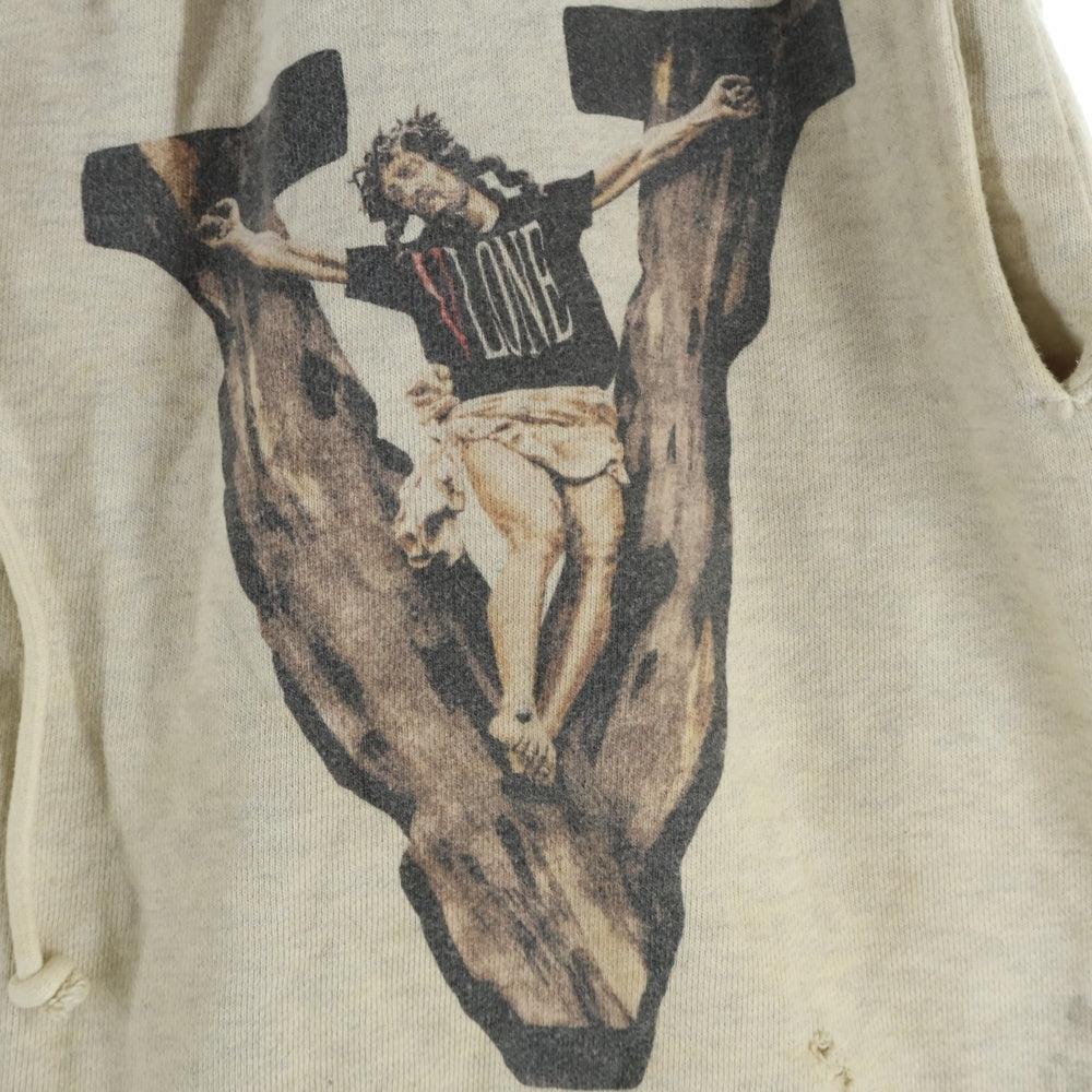 SAINT MICHAEL(セントマイケル) 22SS ×VLONE SWEAT SHORTS ヴィーローン ロゴプリント スウェットショーツ ハーフパンツ アイボリー SM-S22-0000-071