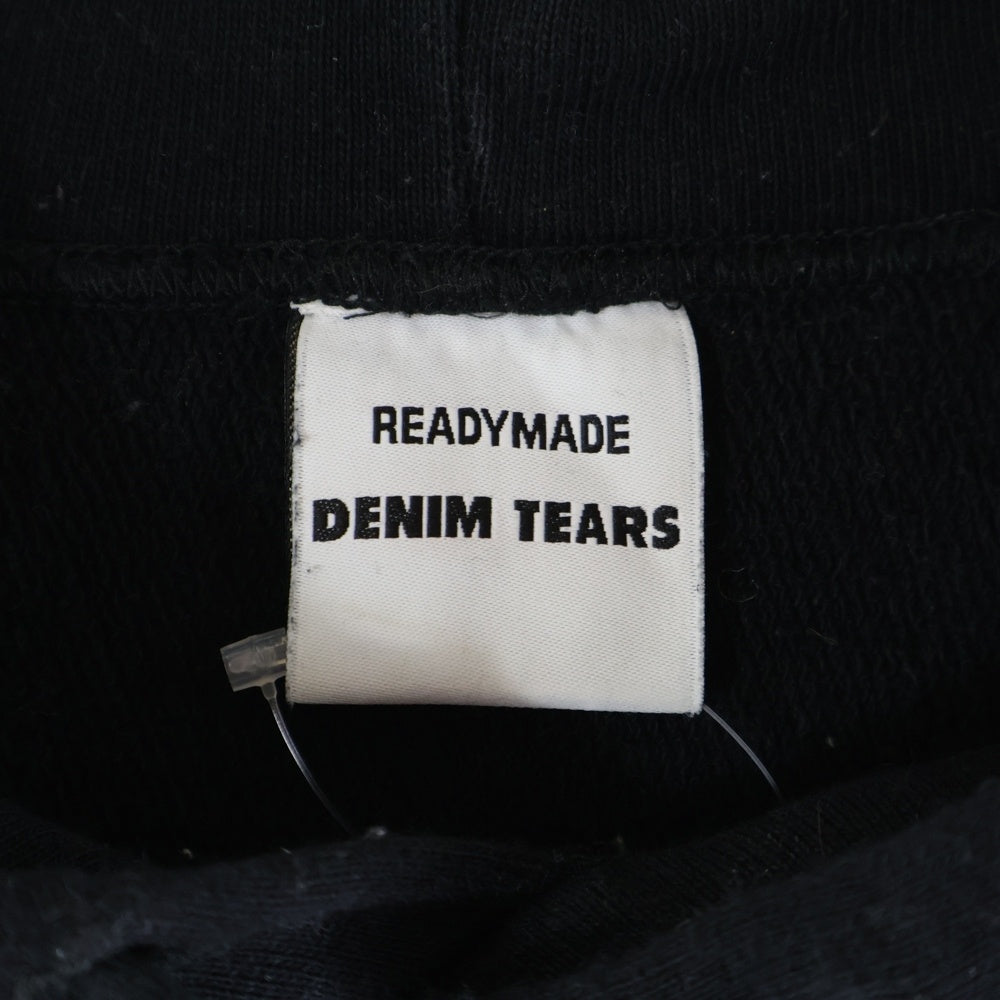READY MADE(レディメイド) 22AW ×DENIM TEARS COTTON WREATH HOODIE デニムティアーズ リース フラワープリント ロゴ刺繍 スウェット プルオーバーパーカー ブラック RE-DT-BK-00-00-08