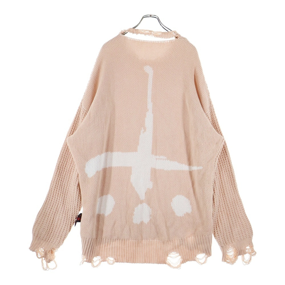 cvtvlist(カタリスト) CRASH KNIT クラッシュ加工 バックモチーフ コットンニット セーター ピンク 220109RF01