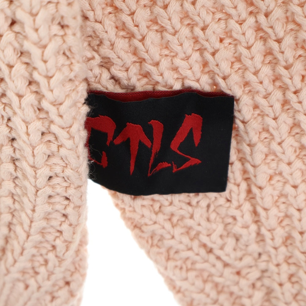 cvtvlist(カタリスト) CRASH KNIT クラッシュ加工 バックモチーフ コットンニット セーター ピンク 220109RF01