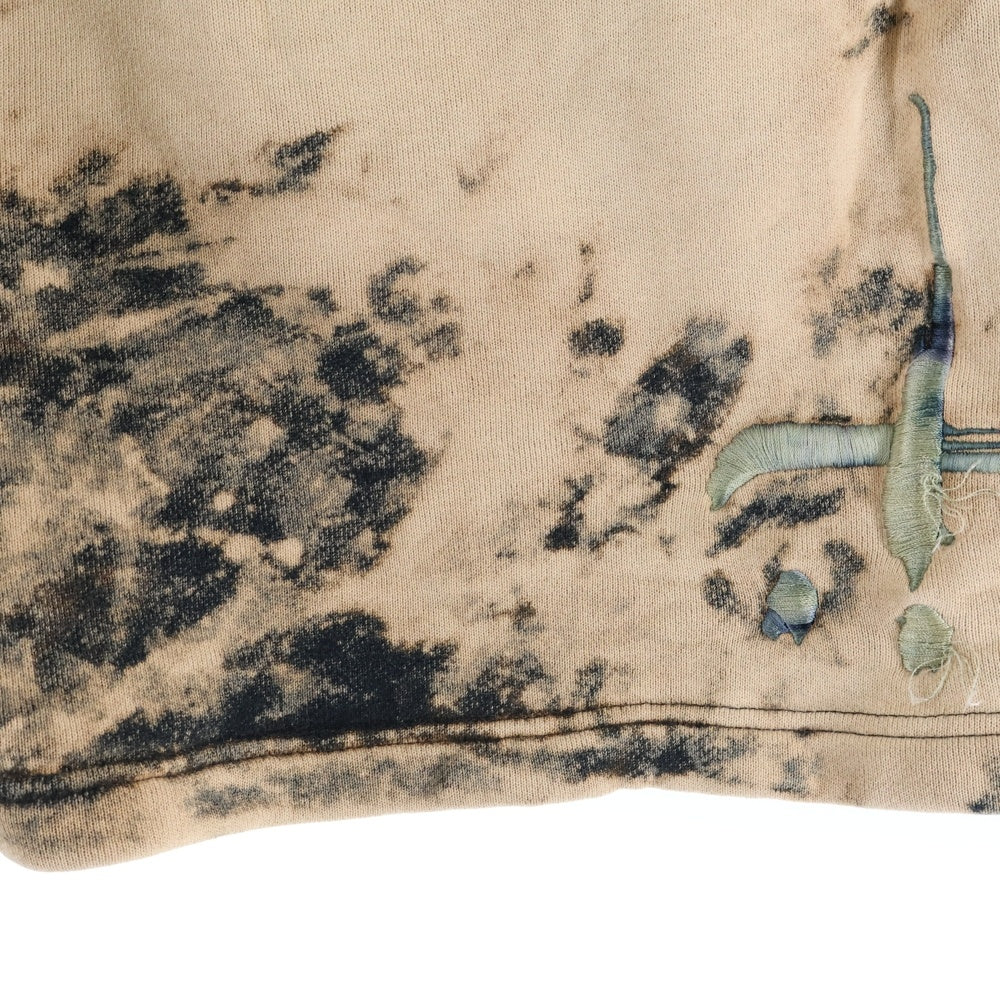 cvtvlist(カタリスト) SWEAT SHORT ダメージポケット ドローストリング ブリーチド スウェットショーツ ハーフパンツ オレンジ/ブラック