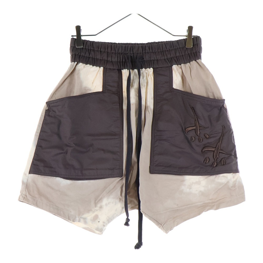 cvtvlist(カタリスト) ナイロン切替 モチーフ刺繍 サルエルショーツ ハーフパンツ ブラウン/ベージュ 2201050402z