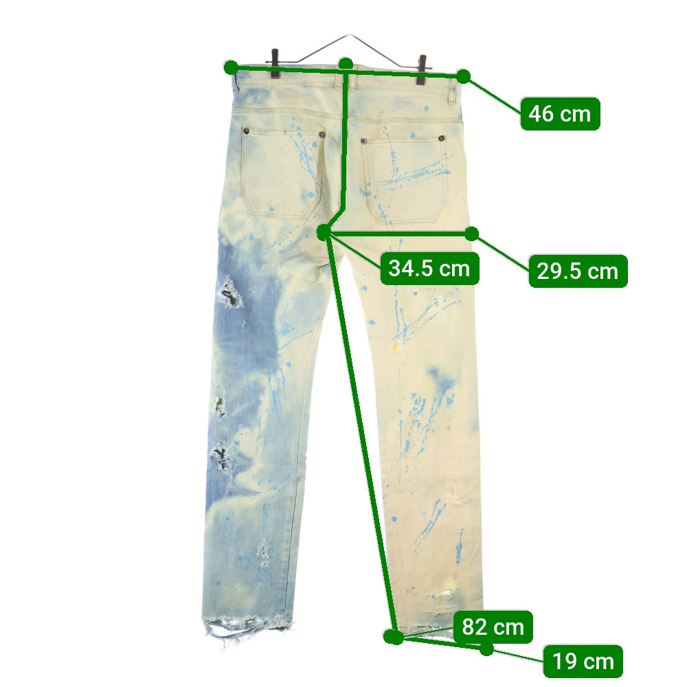 cvtvlist(カタリスト) ダメージ加工 ペイントロゴ ブリーチド ジップフライ デニムパンツ インディゴ/ホワイト 2201030401