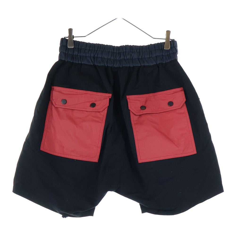 cvtvlist(カタリスト) ナイロン切替 モチーフ刺繍 サルエルショーツ ハーフパンツ ブラック/レッド 2201050402